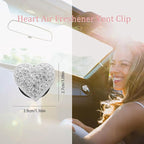 Bling Car Accessories,Silver Heart Air Vent Clips Car Freshener,2pcs Sparkling Dashboard Decor for Women,Cute Rhinestone Decorations