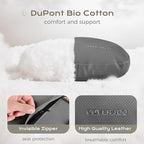 Coverado Leather Car Headrest Pillow Car Neck Pillow with Adjustable Strap, Head Support Rest Driver Relax Head Muscles Relieve Driving Fatigue, Breathable & Removable Cover, Gray