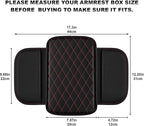 Upgraded Car Center Console Cover Fit for Tacoma Faux Leather Car Armrest Cover Cushion with 2 Storage Bags,Car Armrest Storage Box Interior Accessories(Black&Redline,F)