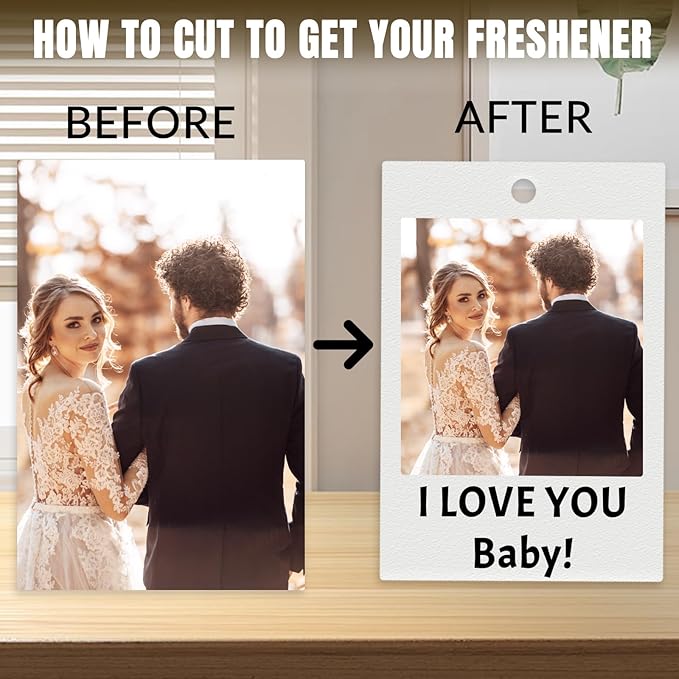 HJX Custom Air Fresheners with Picture, Double-Sided Air Freshener for Car Customized Photo Text, Personalized Meaningful Gifts for Boyfriend (Black Style)