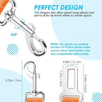 SlowTon Dog Seat Belt, Double Dog Seatbelt Adjustable Vehicle Safety Leash with Elastic Bungee Buffer, Reflective No Tangle Y Shape Two Dog Harness Seat Belt Splitter for Pets Car Trip (Orange, S)
