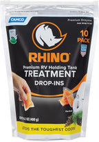 Camco RhinoFLEX Premium Enzyme RV Holding Tank Treatment Drop-INs | Features a Biodegradable Septic Safe Formula, a Pine Scent, and is Ideal for RVing, Boating, and More | 10 Count (41519)