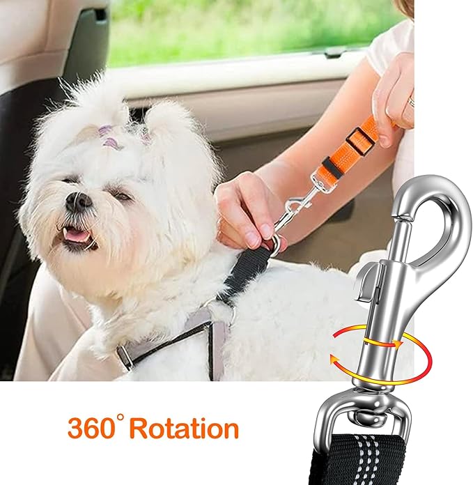 Removable Dog Seat Belt Harness for Car, 3 in 1 Pet Car Seatbelt Leash, Retractable Restraint Secures to Vehicle Headrest & Adjustable Reflective Dog Seatbelt Tether (Deep Blue&Black, 2pcs)