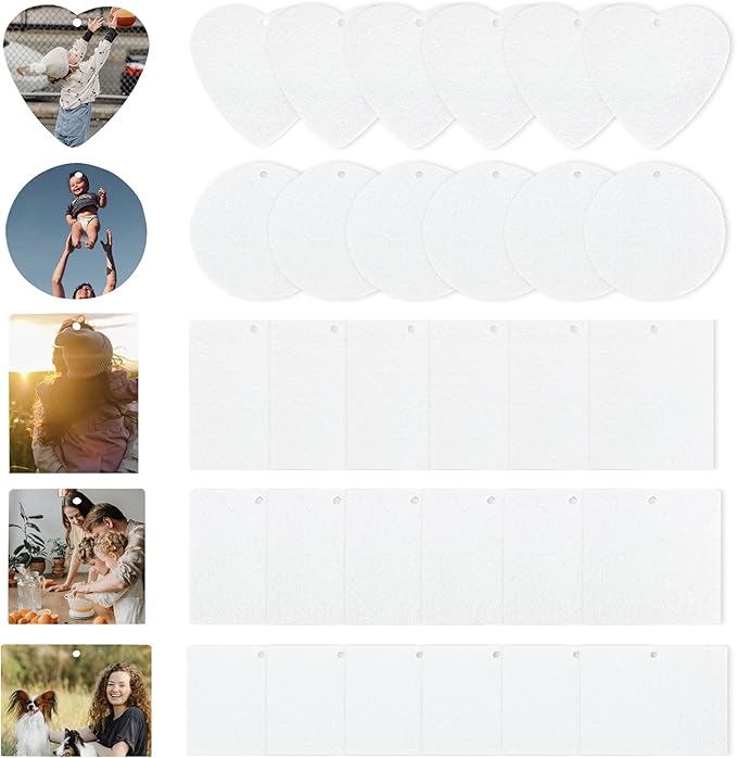 100-Piece Sublimation Air Freshener Scented Hanging Sheets - White, Fragrant, 15" Elastic Rope for Car Interior & Home Decor