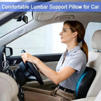Lumbar Support Pillow, Inflatable Rubber Lumbar Pillow for Lower Back Pain Relief - Car Back Cushion for Driving - Lumbar Support for Car-Office Chair, Massage Points, Adjustable Firmness, Black