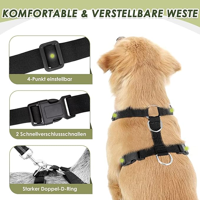 Lukovee Dog Seat Belt for Car, Adjustable Dog Car Harness for Large Medium Small Dogs, Soft Padded & Breathable Mesh Dog Seatbelt with Car Strap and Carabiner (Blue,M)