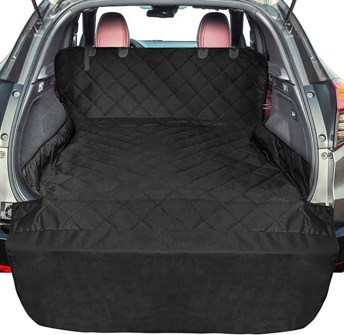 F-color SUV Cargo Liner for Dogs, Upgraded Extra Large Water Resistant Pet Cargo Cover Dog Seat Cover Mat for SUVs with with Bumper Flap for Full-Size SUVs Vans, Black