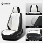 FLORICH Seat Covers Full Set Luxury Faux Leather Front and Rear Car Seat Cover Waterproof Automotive Seat Covers 5 Seats Car Seat Protector Universal Fit for Most Cars SUV Trucks, Black&White