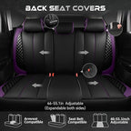 CAR PASS Nappa Leather Car Seat Covers Full Set Waterproof Protector Durable Cushioned,Universal Fit for Sedan SUV Pick-up Truck,Automotive, Anti-Slip and Backseat Luxury Premium(Black and Purple)