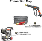 Pressure Washer Hose 200FT, 4200PSI 1/4 Inch Kink Resistant Power Washer Extension Hose, Flexible Heavy Duty Replacement Hose, Compatible with M22 14mm Fittings, High Tensile Wire Braid