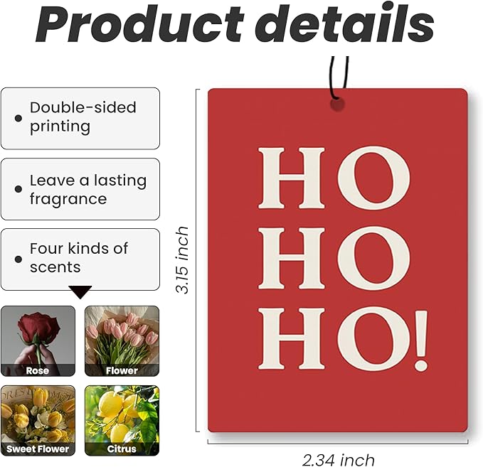 Christmas Car Air Freshener 4 Pcs - Merry Christmas Tree Winter Air Freshener Hanging Decor for Cars Closet Drawer Books, Gilry Winter Santa Tree Car Accessories Mirror Decor for Women
