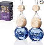 Hanging Car Air Freshener, 2 Pack Glass Car Scent Decor with Decorative Crystals, 6 Scents, Oceanic Breeze, Long-Lasting Fragrance, Budget Friendly (Ocean)
