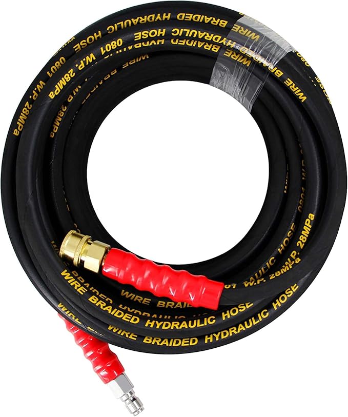 Twinkle Star 25FT Pressure Washer Hose with 3/8 Inch Quick Connect, High Tensile Wire Braided Power Washer Hose, 4000 PSI