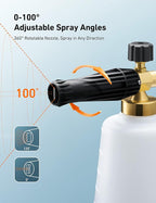 AstroAI Foam Cannon Heavy Duty Car Foam Blaster Wide Metal Neck Bottle Adjustable Snow Foam Lance for Pressure Washer with 1/4" Quick Connector and 1.5 L Bottle,not Used with Garden Hose