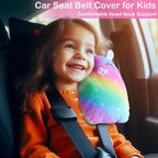 FIODAY Car Seat Belt Covers for Kids Unicorn Seat Belt Pillow Soft Seat Belt Cushion Adjust Seat Strap Pillow Head Neck Support for Children Boys Girls Travel