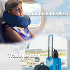 Travel Pillow, Memory Foam Neck Pillow for Traveling, U Shape Neck Pillow Airplane Portable Flight Pillow Travel Kit with 5D Contoured Eye Masks and Earplug for Plane Train Car Home Office - Blue