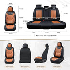 Coverado Car Seat Covers Full Set, Front Seat Covers with Lumbar Support and Back Seat Cover Waterproof Leather Automotive Seat Cover, Universal Car Interior Protectors Cushion for Most Cars