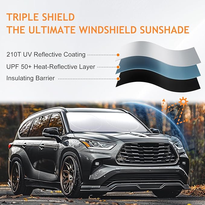 Windshield Sun Shade Car Window Shade UV Reflector Keeps Vehicle Cool Folding Sun Visor Heat and Sun Reflector (Standard 59 x 31.5 inches)