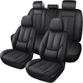 Black Car Seat Cover with Lumbar Support, Car Seat Protector Waterproof, Nappa Leather Car Seat Cushion, Car Seat Covers Front Seats and Back Fit for Most Cars