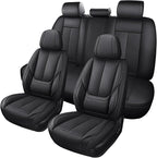 Black Car Seat Cover with Lumbar Support, Car Seat Protector Waterproof, Nappa Leather Car Seat Cushion, Car Seat Covers Front Seats and Back Fit for Most Cars