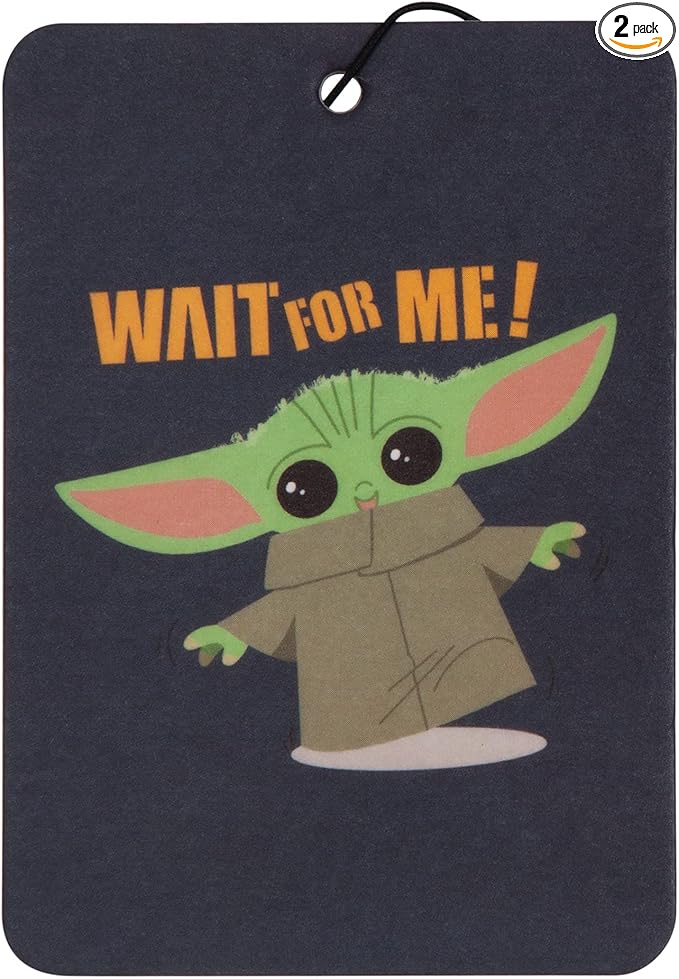 Plasticolor 005539R01Star Wars Mandalorian The Child Wait for Me 2-Sided Air Freshener - different image on each side - 2 pack