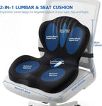 Office Chair Cushion for Tailbone & Back Pain Relief, Strong Lumbar Support Ergonomic Cushions, Comfortable Memory Foam Cushion for Pain Relief, Suitable for Office Chairs, Home Chairs, Car