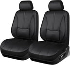 CAR PASS Nappa Leather Car Seat Covers, Water Resistant 3D Foam Faux Leather Seat Covers, Lumbar Support Automotive Seat Covers 2 Front Seats, Comfort & Universal Fit for Cars SUV Truck, Solid Black