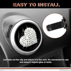 2 Pieces Bling Crystal Heart Car Vent Clips Sparkling Air Freshener and Decorative Accessories for Women Men SUV Truck (White)