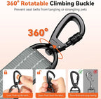 2Pcs Dog Seat Belt, Dog Car Seat Belt Bungee, Car Harness for Pet with Buckle & Hook Latch, Safety Leash Vehicle, Adjustable Reflective Pet Vehicle Tether, 360° Swivel Lock Clasp, Gray & Black