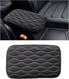 Car Center Console Pad, Waterproof Auto Armrest Seat Box Cover, PU Leather Arm Rest Protector Cushion Pad, Universal Vehicle Interior Protection Accessories for Car SUV (Black & Pink)