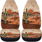 BIGCARJOB Desert Cactus Car Seat Cover Full Set Universal Car Interior Accessories Set Women Auto Interior Seat Protector Saddle Blanket