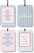Girly Car Air Freshener 4 Pcs Coconut Scented, Inspirational Daily Affirmations Car Accessories Mirror Decor for Women, Long Live Girlhood Hanging Air Freshener for Cars Closet Drawer Books