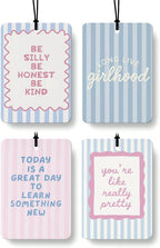 Girly Car Air Freshener 4 Pcs Coconut Scented, Inspirational Daily Affirmations Car Accessories Mirror Decor for Women, Long Live Girlhood Hanging Air Freshener for Cars Closet Drawer Books