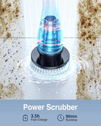 LABIGO Electric Spin Scrubber, Cordless Cleaning Brush Scrubber with 7 Replaceable Brush Heads and Adjustable Extension Handle, IPX7 Waterproof Power Cleaning Brush for Bathroom Tub Floor Tile Shower