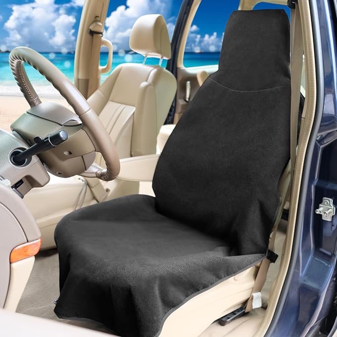 Waterproof Seat Cover Towel, Premium Sweat Carseat Protector, Perfect for Universal Anti-Slip Car Truck SUV Seat, Great for Surfing Yoga Gym Workout, Black