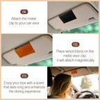 Car Air Freshener Starter Kit - Wood Air Freshener - Car Odor Eliminator for Visor Clip - Long Lasting - Variety Scent Refill - CLIP INCLUDED (Amber/Teak/Lavender/Frosted Spruce)