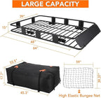 64"x39" Universal Roof Rack Basket with Cargo Bag, Adjustable Steel Roof Cargo Basket up to 200 lbs Capacity, Car Top Carrier for SUV, Truck, and Vehicle Rooftop Storage