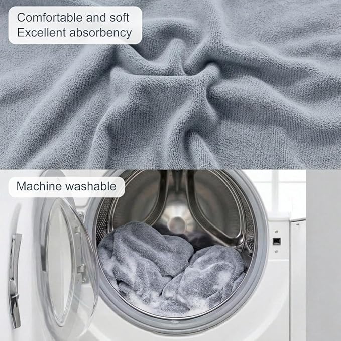Car Seat Towel Cover, 2pcs Universal Front Seat Protector for Cars, SUVs and Trucks, Sweat Towel Car Seat Cover for Gym, Yoga, Swimming, Pets and Family Travel, Light Gray
