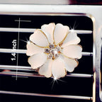 2 Pieces Daisy Flower Air Vent Clip Cute Car Air Freshener Clip Bling Rhinestone Car Air Outlet Decorations Charm Car Inter Decor Accessories for Girls Women