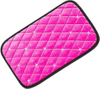 Bling Car Center Console Cover, Soft Fluffy Armrest Seat Box Cushion Pad, Crystal Diamond Arm Rest Protection Mat, Automotive Interior Decoration Accessories for Most Vehicles (Pink)