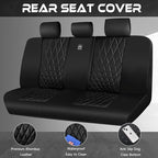 CAR PASS Luxury Faux Leather Rear Bench Car Seat Covers, Waterproof Anti Slip Back Seat Covers, Deluxe Automotive Backseat Cover Universal Fit for Most Cars Sedan SUV Pickup Truck (All Black)