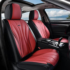 Coverado Car Seat Covers, Front Seat Cover for Cars, 2 Pack Premium Leather Seat Cover, Universal Seat Cover, Waterproof Car Seat Protector, Automotive Seat Cushion Fit for Most Vehicles (Black&Red)