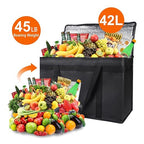 Bodaon 1-Pack Insulated Food Delivery Bag, XX-Large Reusable Grocery Shopping Bag, Frozen Food Cold, Cooler Bags with Zippered Top, Black