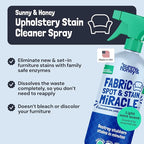 Sunny & Honey Upholstery Cleaner Spray - No Discoloration - Pet & Kid Safe Stain Remover - Multi-Surface Furniture & Sofa Cleaner Spray - Fast-Drying Pet Stain Remover (32 fl oz, Mint)