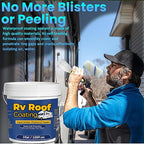 1Gal/133Fl.oz Liquid Rubber Rv Roof Coating White Waterproof Sealant Camper Roof Repair Solar Reflective Wooden Brush Putty Knife Nitrile Gloves Paint Roller Drywall Repair Tape