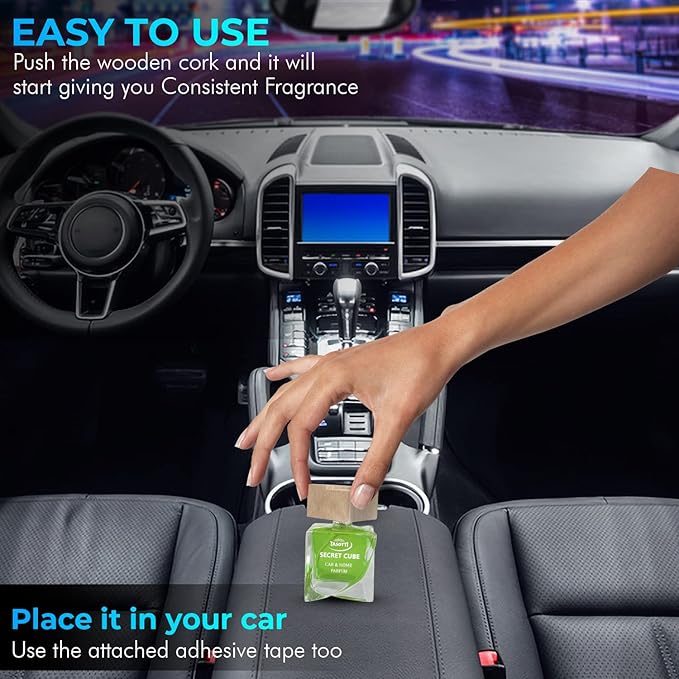Tasotti Car Air Freshener, Luxury Perfume for Car and Home, Long-Lasting Air Freshener and Odor Eliminator, Secret Cube Collection (Lemon Squash)