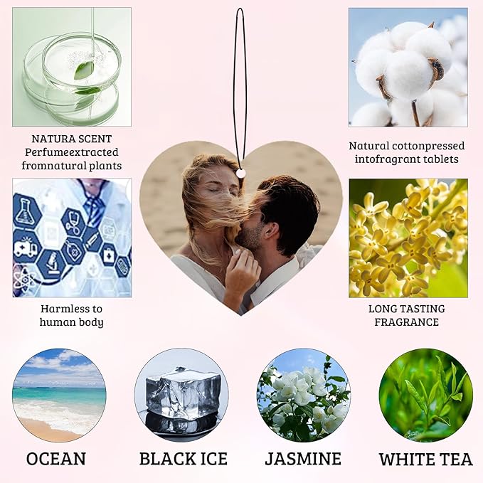 Custom Car Air Fresheners Bulk 10–100 PCS, Personalized Double-Sided with Photo Text Logo, Wholesale Auto Air Freshener for Wedding Party Business Promotion Gifts (Personalized, 10PCS-Heart)
