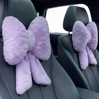 Macarrie 2 Pcs Car Neck Pillow Plush Butterfly Bow Car Headrest Pillow Comfortable Seat Neck Support Cute Head Rest Accessories for Driving Travel Driver Chair Girl Style Interior Decor (Purple)