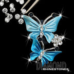 Car Air Fresheners Vent Clips for Women, Cute Dual Butterfly Diamond Rhinestone Air Freshener Vent Clip Sparkly Bling Car Accessories for Women (Blue)