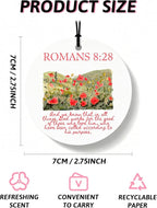 Pink Christian Round Car Air Freshener 4 Pcs, Coquette Pink Bow Bible Verse Religious Hanging Air Freshener for Cars Closet Drawer Books, Christian Girly Car Accessories Mirror Decor for Women